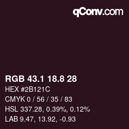 カラーコード: RGB 43.1 18.8 28 | qconv.com