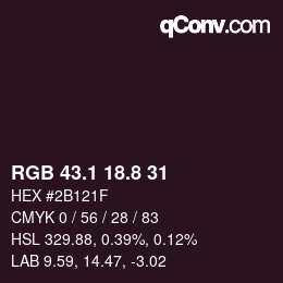 Color code: RGB 43.1 18.8 31 | qconv.com