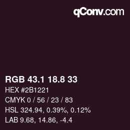 カラーコード: RGB 43.1 18.8 33 | qconv.com