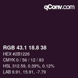 カラーコード: RGB 43.1 18.8 38 | qconv.com