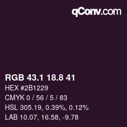 カラーコード: RGB 43.1 18.8 41 | qconv.com