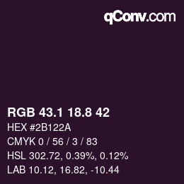 カラーコード: RGB 43.1 18.8 42 | qconv.com