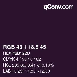 Color code: RGB 43.1 18.8 45 | qconv.com