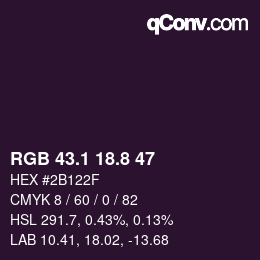 カラーコード: RGB 43.1 18.8 47 | qconv.com