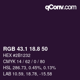 Color code: RGB 43.1 18.8 50 | qconv.com