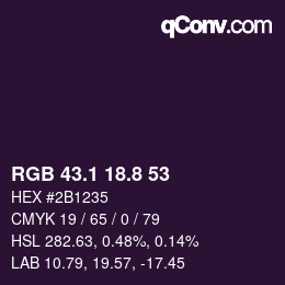 Color code: RGB 43.1 18.8 53 | qconv.com