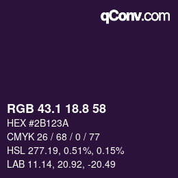 Color code: RGB 43.1 18.8 58 | qconv.com