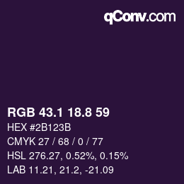 Color code: RGB 43.1 18.8 59 | qconv.com