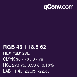 カラーコード: RGB 43.1 18.8 62 | qconv.com