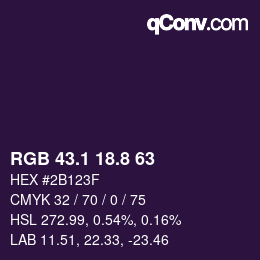 カラーコード: RGB 43.1 18.8 63 | qconv.com
