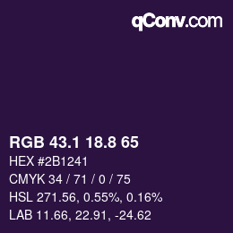 Color code: RGB 43.1 18.8 65 | qconv.com