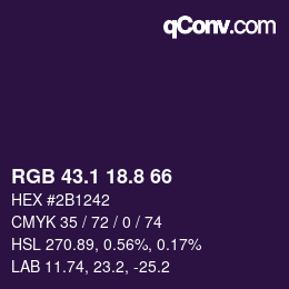 カラーコード: RGB 43.1 18.8 66 | qconv.com