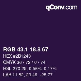 カラーコード: RGB 43.1 18.8 67 | qconv.com