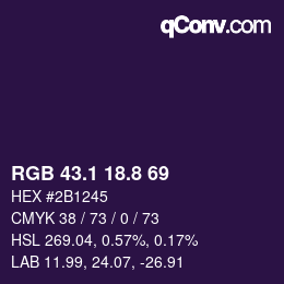 カラーコード: RGB 43.1 18.8 69 | qconv.com