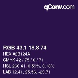 カラーコード: RGB 43.1 18.8 74 | qconv.com