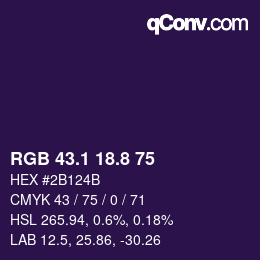 カラーコード: RGB 43.1 18.8 75 | qconv.com