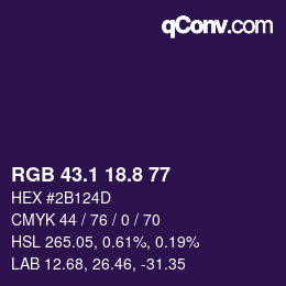 カラーコード: RGB 43.1 18.8 77 | qconv.com
