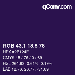 カラーコード: RGB 43.1 18.8 78 | qconv.com