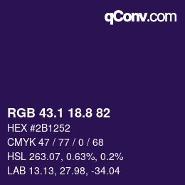 カラーコード: RGB 43.1 18.8 82 | qconv.com
