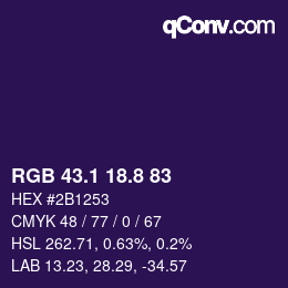 カラーコード: RGB 43.1 18.8 83 | qconv.com