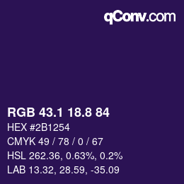 カラーコード: RGB 43.1 18.8 84 | qconv.com