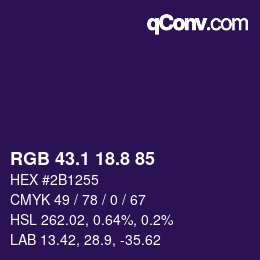 カラーコード: RGB 43.1 18.8 85 | qconv.com
