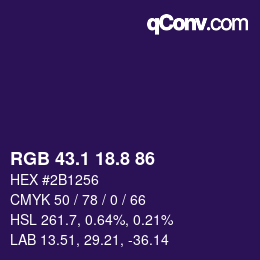 カラーコード: RGB 43.1 18.8 86 | qconv.com