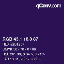 カラーコード: RGB 43.1 18.8 87 | qconv.com