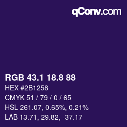 カラーコード: RGB 43.1 18.8 88 | qconv.com