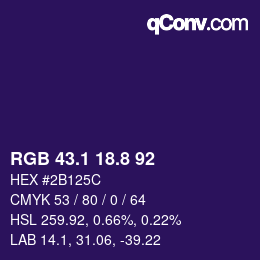 カラーコード: RGB 43.1 18.8 92 | qconv.com