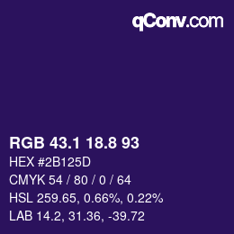 カラーコード: RGB 43.1 18.8 93 | qconv.com