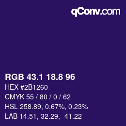 カラーコード: RGB 43.1 18.8 96 | qconv.com