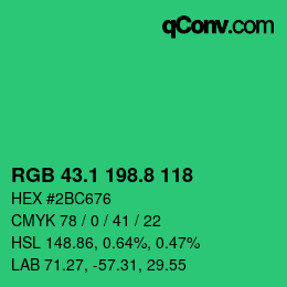 カラーコード: RGB 43.1 198.8 118 | qconv.com