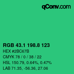カラーコード: RGB 43.1 198.8 123 | qconv.com