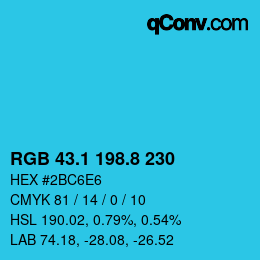 カラーコード: RGB 43.1 198.8 230 | qconv.com