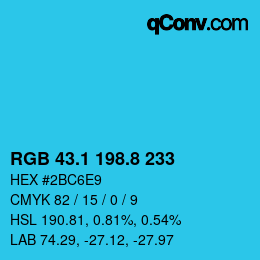カラーコード: RGB 43.1 198.8 233 | qconv.com