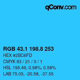 カラーコード: RGB 43.1 198.8 253 | qconv.com