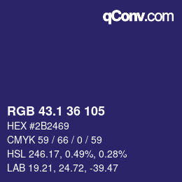 カラーコード: RGB 43.1 36 105 | qconv.com