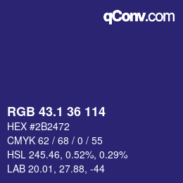 カラーコード: RGB 43.1 36 114 | qconv.com