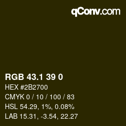 カラーコード: RGB 43.1 39 0 | qconv.com