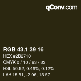 カラーコード: RGB 43.1 39 16 | qconv.com