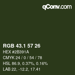Color code: RGB 43.1 57 26 | qconv.com
