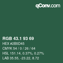 カラーコード: RGB 43.1 93 69 | qconv.com