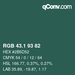 カラーコード: RGB 43.1 93 82 | qconv.com