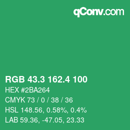 カラーコード: RGB 43.3 162.4 100 | qconv.com