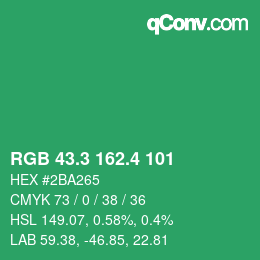 カラーコード: RGB 43.3 162.4 101 | qconv.com