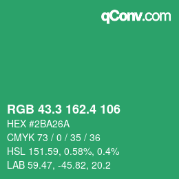 カラーコード: RGB 43.3 162.4 106 | qconv.com