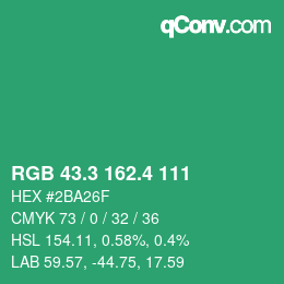 カラーコード: RGB 43.3 162.4 111 | qconv.com