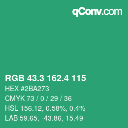カラーコード: RGB 43.3 162.4 115 | qconv.com