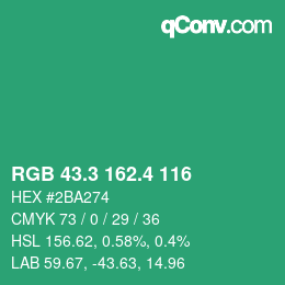 カラーコード: RGB 43.3 162.4 116 | qconv.com